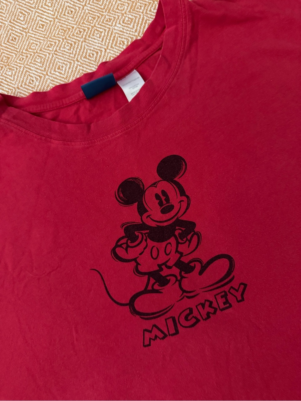 Disney Red Long Sleeve Tee with Black Mickey Graphic 100%cotton